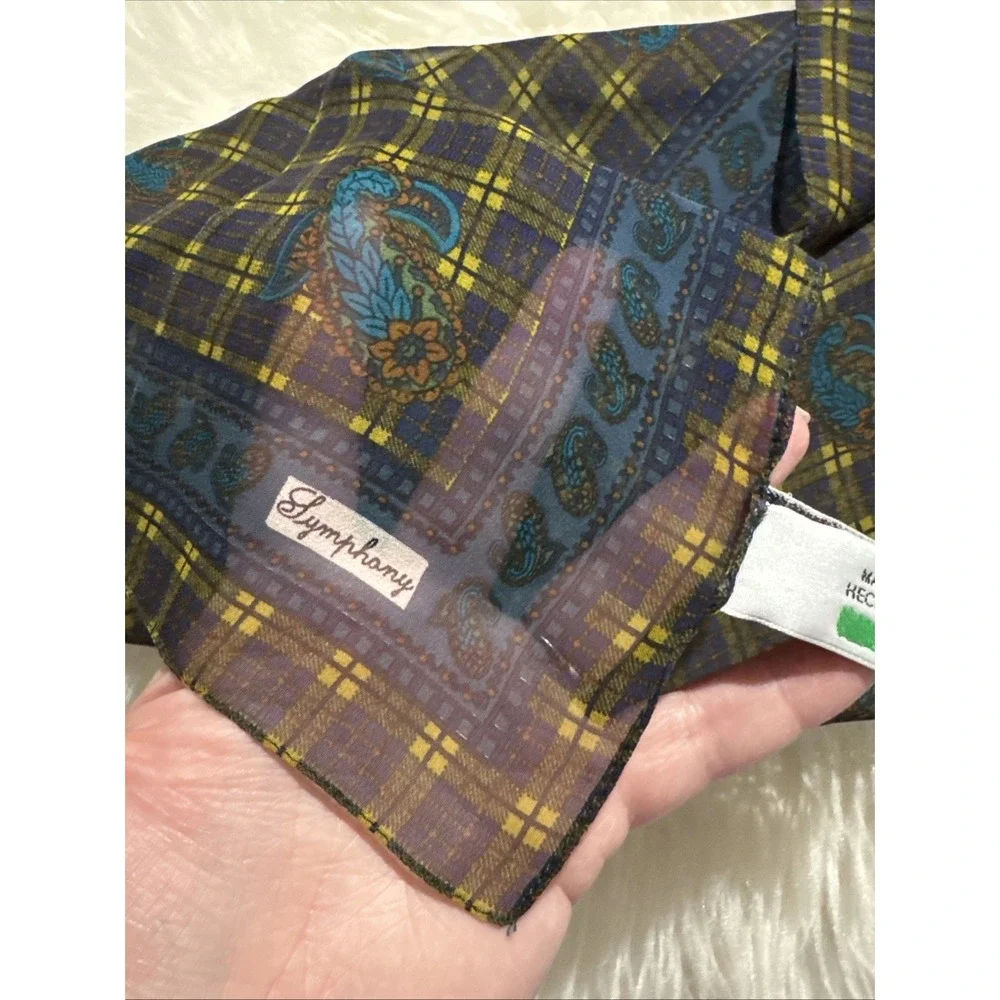 Symphony Italy Vintage 100% Silk Scarf Paisley Multicolored 20x20 EUC